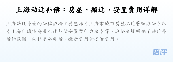 上海动迁补偿:房屋、搬迁、安置费用详解