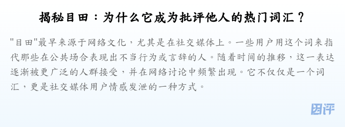 揭秘目田:为什么它成为批评他人的热门词汇?