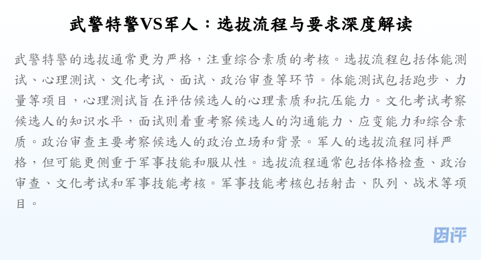 武警特警VS军人:选拔流程与要求深度解读