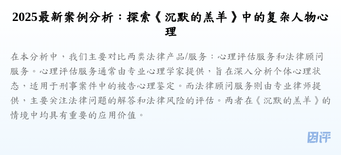 2025最新案例分析:探索《沉默的羔羊》中的复杂人物心理