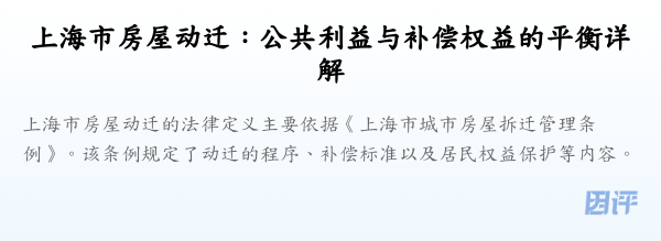 上海市房屋动迁:公共利益与补偿权益的平衡详解