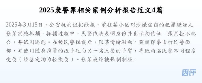 2025袭警罪相关案例分析报告范文4篇