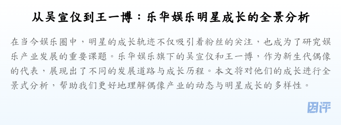 从吴宣仪到王一博:乐华娱乐明星成长的全景分析