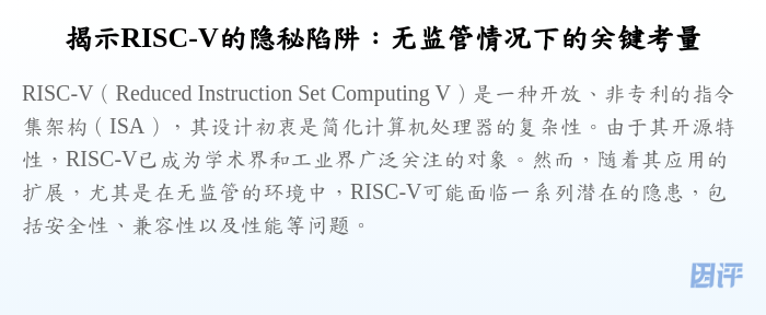 揭示RISC-V的隐秘陷阱:无监管情况下的关键考量