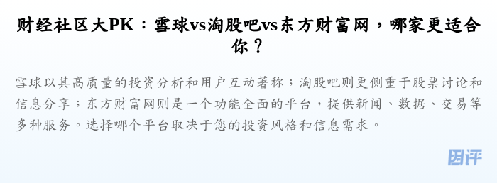 财经社区大PK:雪球vs淘股吧vs东方财富网,哪家更适合你?