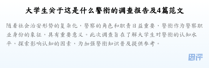 大学生关于这是什么警衔的调查报告及4篇范文
