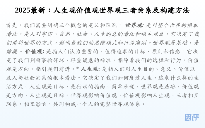 2025最新:人生观价值观世界观三者关系及构建方法