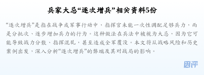 兵家大忌“逐次增兵”相关资料5份