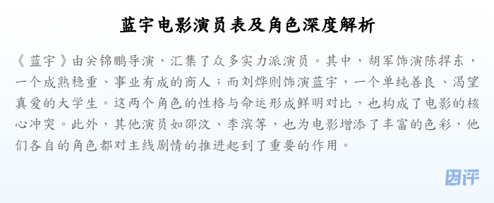 蓝宇电影演员表及角色深度解析