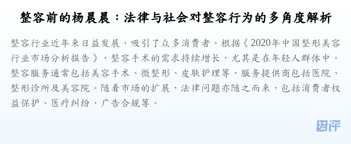 整容前的杨晨晨:法律与社会对整容行为的多角度解析