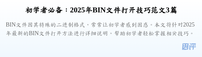 初学者必备:2025年BIN文件打开技巧范文3篇