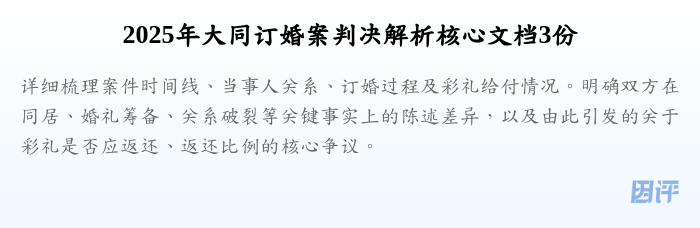 2025年大同订婚案判决解析核心文档3份