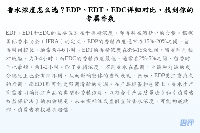 香水浓度怎么选?EDP、EDT、EDC详细对比,找到你的专属香氛