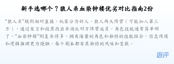 新手选哪个?狼人杀血染钟楼优劣对比指南2份