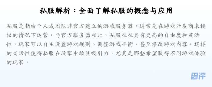 私服解析:全面了解私服的概念与应用