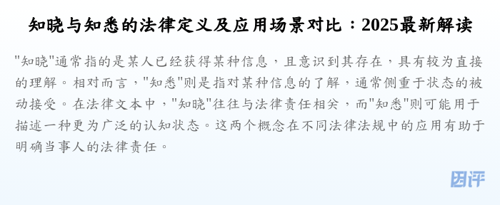 知晓与知悉的法律定义及应用场景对比:2025最新解读