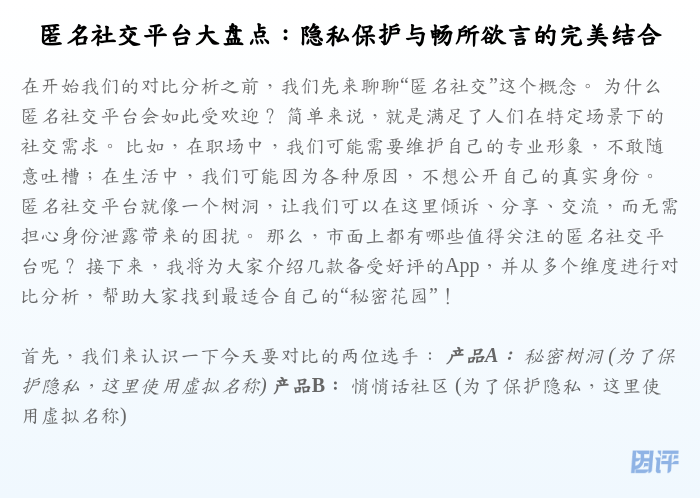 匿名社交平台大盘点:隐私保护与畅所欲言的完美结合