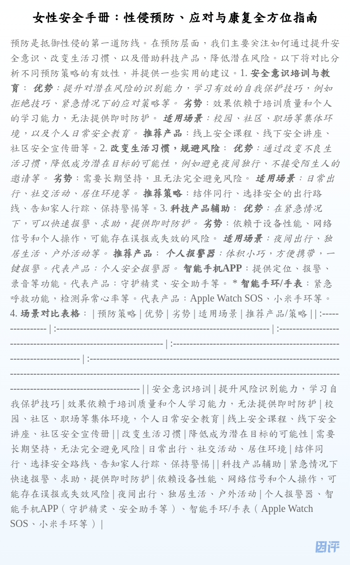 女性安全手册:性侵预防、应对与康复全方位指南