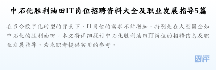 中石化胜利油田IT岗位招聘资料大全及职业发展指导5篇