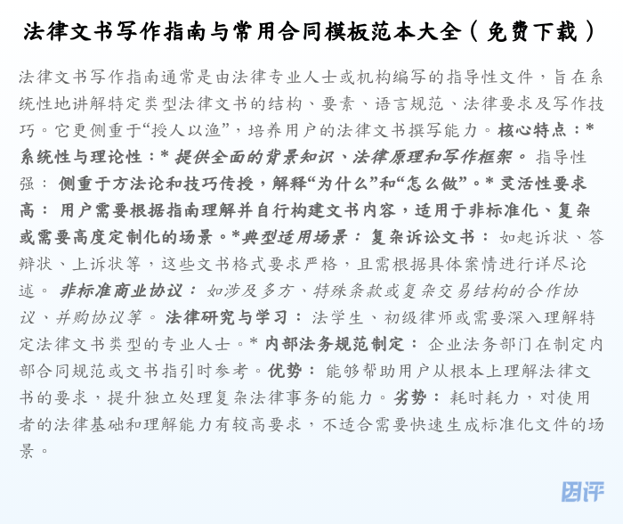 法律文书写作指南与常用合同模板范本大全(免费下载)