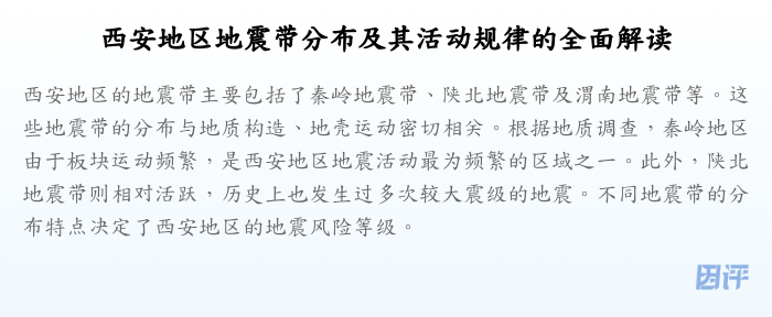 西安地区地震带分布及其活动规律的全面解读