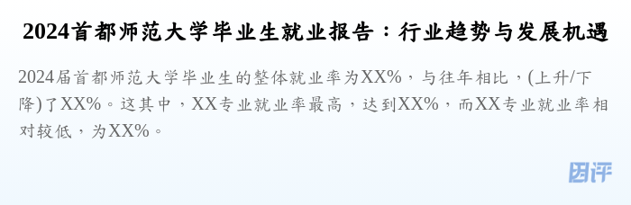 2024首都师范大学毕业生就业报告:行业趋势与发展机遇