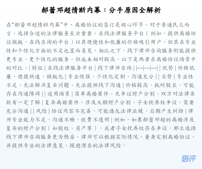 郝蕾邓超情断内幕:分手原因全解析
