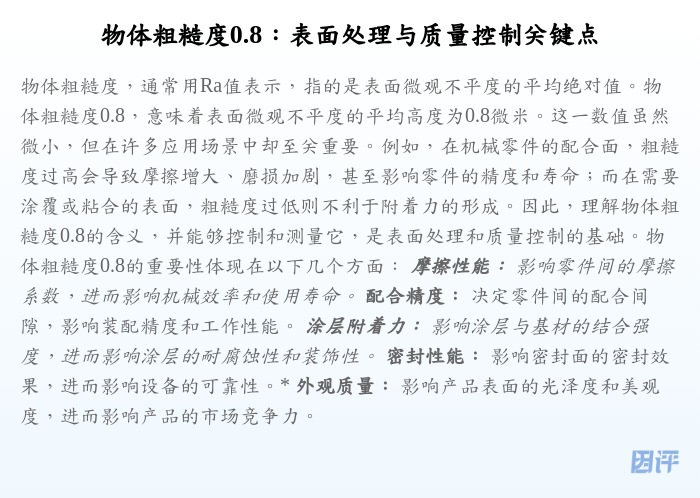 物体粗糙度0.8:表面处理与质量控制关键点