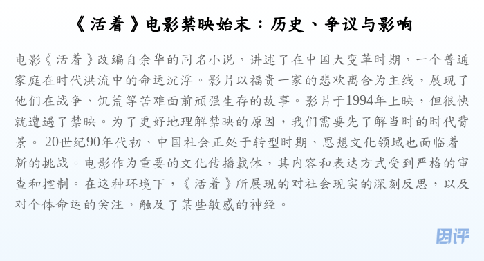 《活着》电影禁映始末:历史、争议与影响