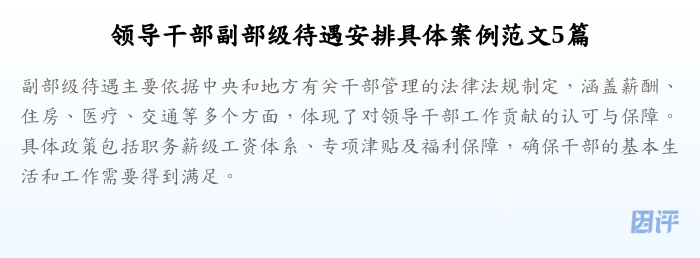 领导干部副部级待遇安排具体案例范文5篇