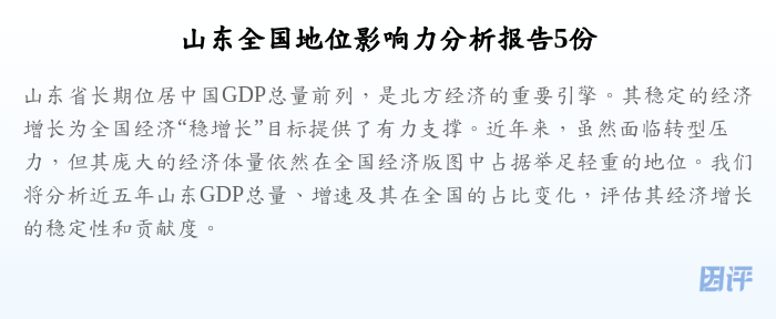山东全国地位影响力分析报告5份