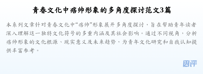 青春文化中痞帅形象的多角度探讨范文3篇