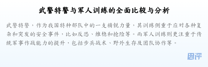 武警特警与军人训练的全面比较与分析
