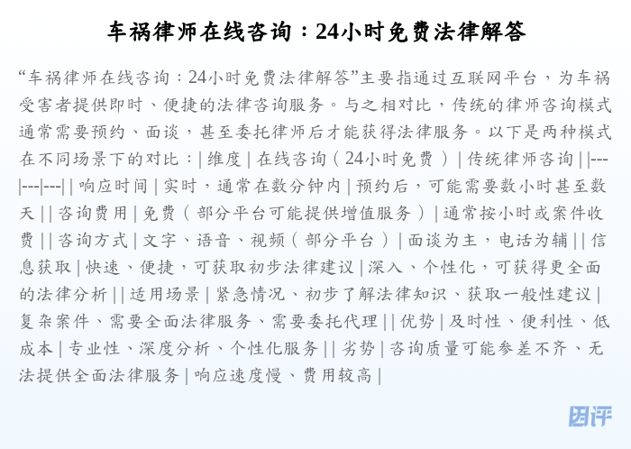 车祸律师在线咨询:24小时免费法律解答