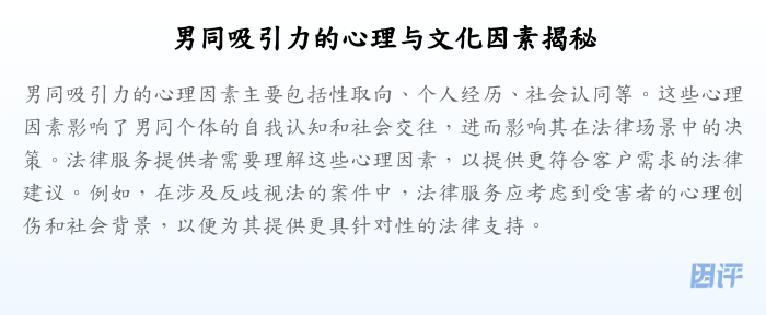 男同吸引力的心理与文化因素揭秘