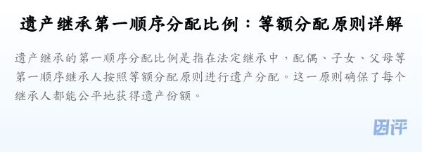 遗产继承第一顺序分配比例:等额分配原则详解