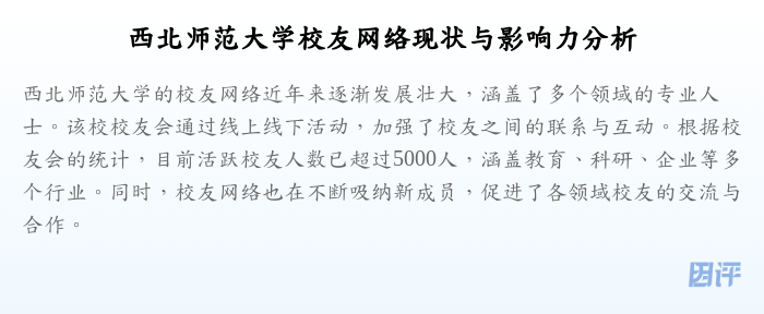 西北师范大学校友网络现状与影响力分析