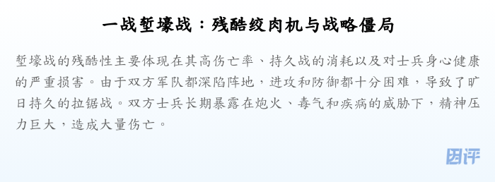一战堑壕战:残酷绞肉机与战略僵局