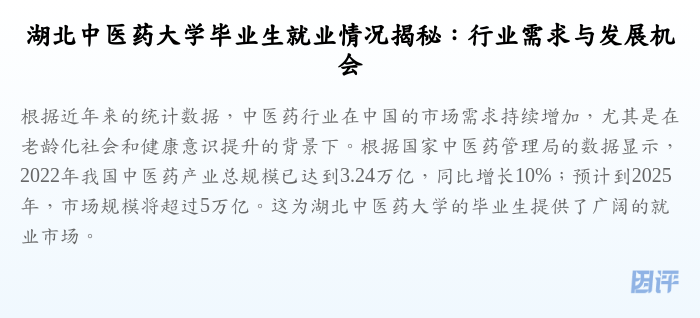 湖北中医药大学毕业生就业情况揭秘:行业需求与发展机会