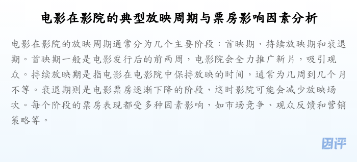 电影在影院的典型放映周期与票房影响因素分析