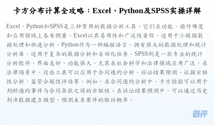 卡方分布计算全攻略:Excel、Python及SPSS实操详解