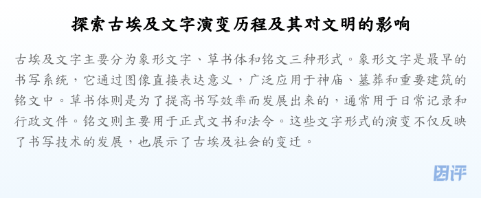 探索古埃及文字演变历程及其对文明的影响