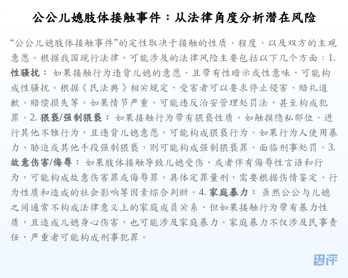 公公儿媳肢体接触事件:从法律角度分析潜在风险