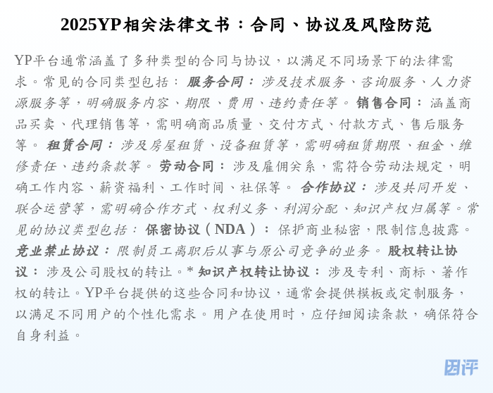 2025YP相关法律文书:合同、协议及风险防范