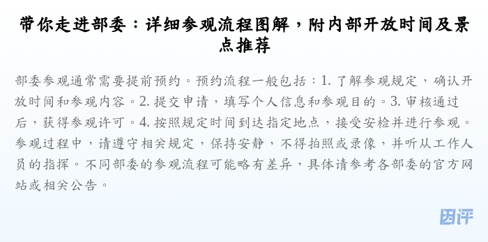 带你走进部委:详细参观流程图解,附内部开放时间及景点推荐
