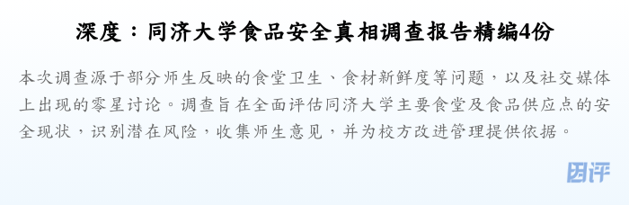 深度:同济大学食品安全真相调查报告精编4份