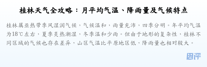 桂林天气全攻略:月平均气温、降雨量及气候特点