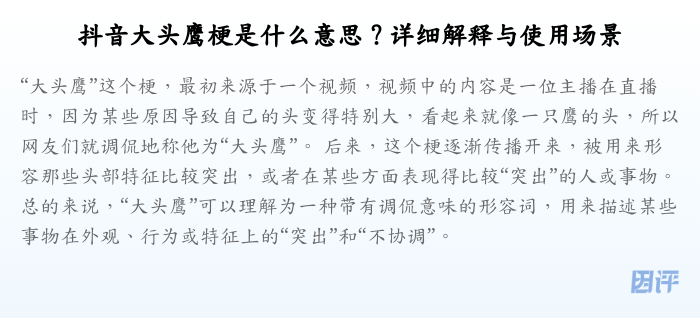 抖音大头鹰梗是什么意思?详细解释与使用场景