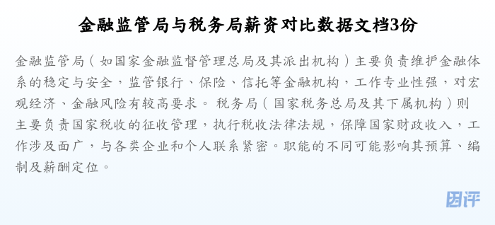 金融监管局与税务局薪资对比数据文档3份