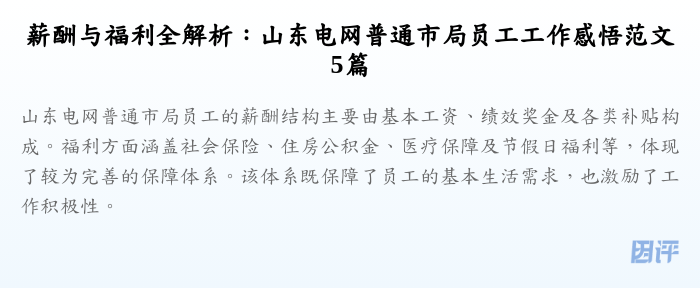 薪酬与福利全解析:山东电网普通市局员工工作感悟范文5篇